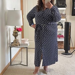 Eloquii Elements knit shirt dress with Ikat print